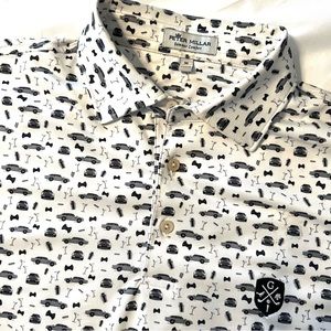 Peter Millar Golf Polo Shirt Mens Size Medium Cars & Martinis